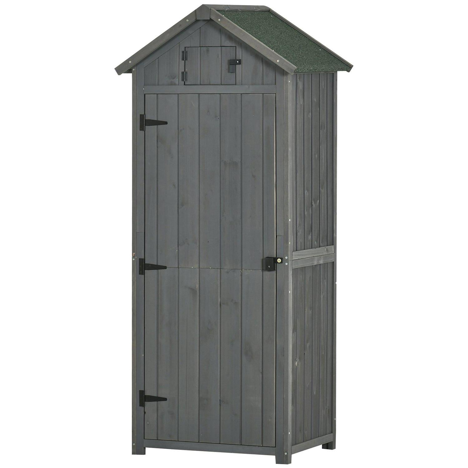 Garden Storage Shed 3 Shelves Tool House W/ Asphalt Roof (77x54x179)cm Grey