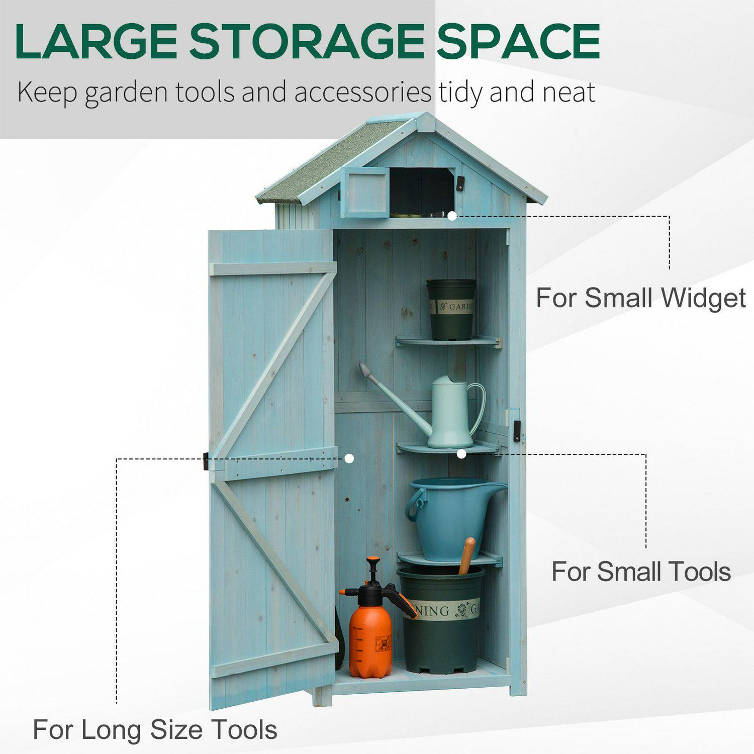 Garden Storage Shed 3 Shelves Tool House W/ Asphalt Roof 77 X 54 179 Cm Blue