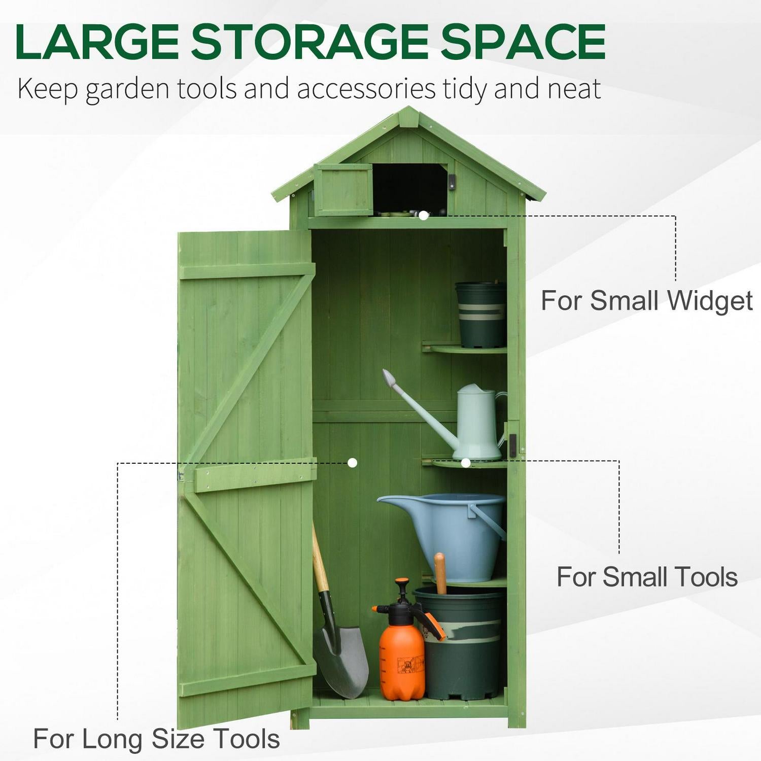 Garden Storage Shed 3 Shelves Tool House W/ Asphalt Roof 77 X 54 179 Cm Green