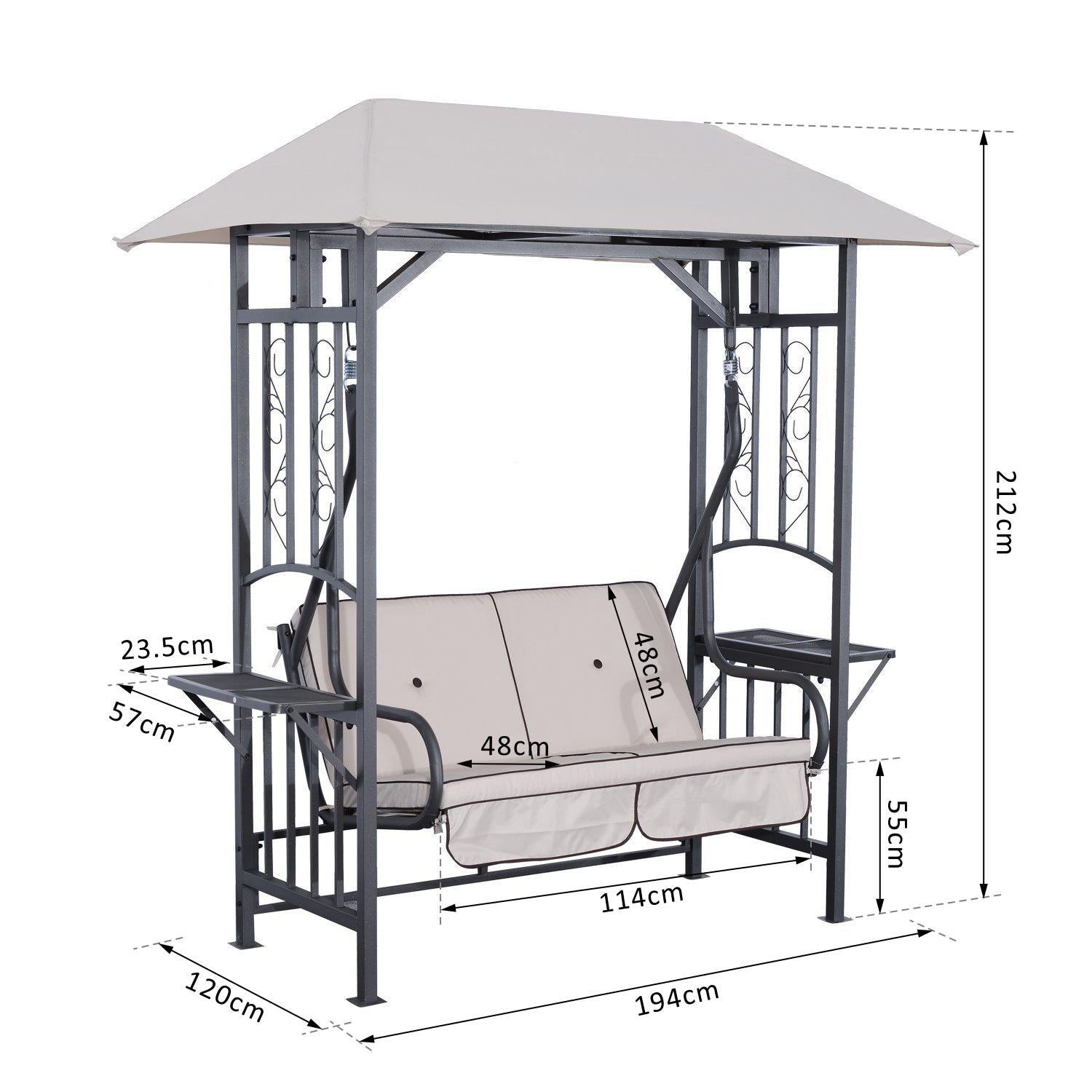 Garden Texteline 2 Person Swing Chair-Beige