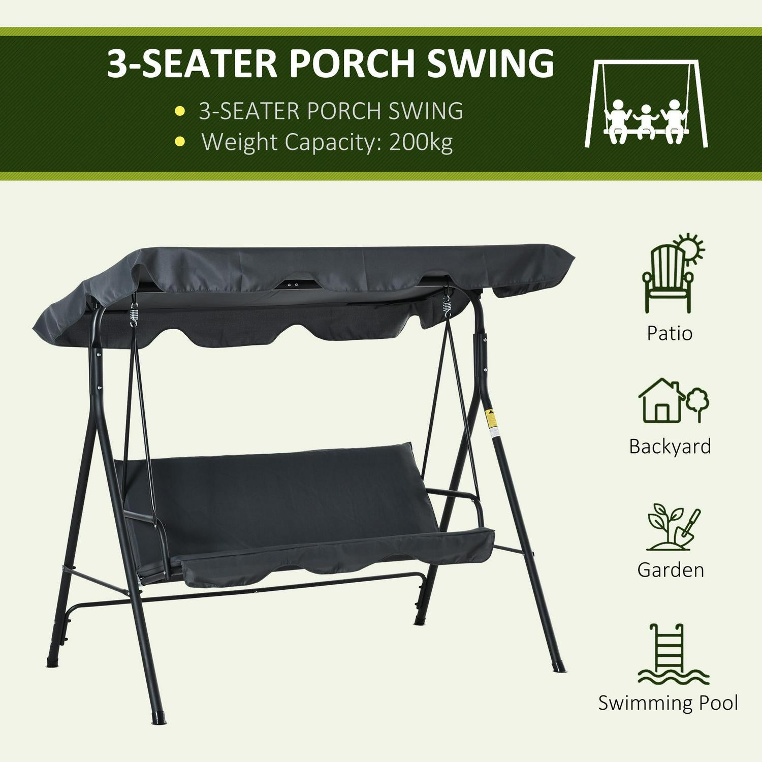 Hammock Swing Chair Backyard -Dark Grey