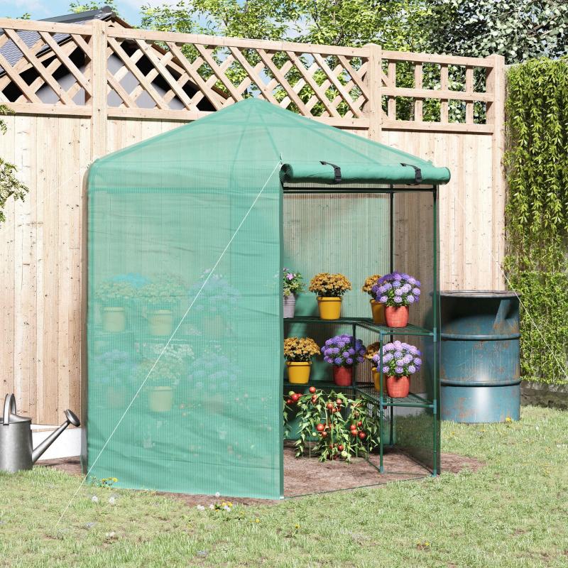 Hexagon Walk-in 3-Tier Portable Greenhouse, 194x225H Cm