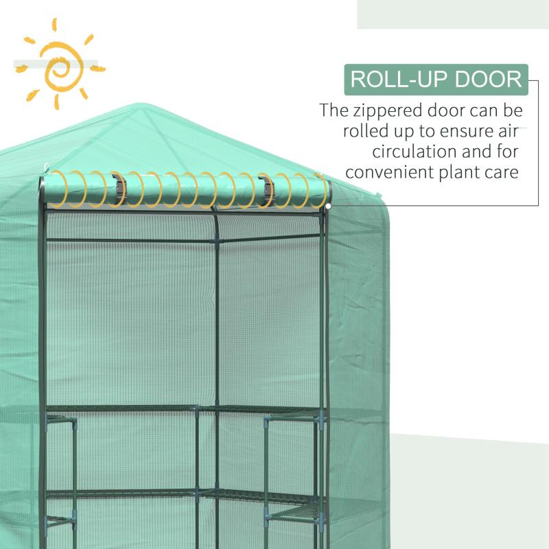 Hexagon Walk-in 3-Tier Portable Greenhouse, 194x225H Cm