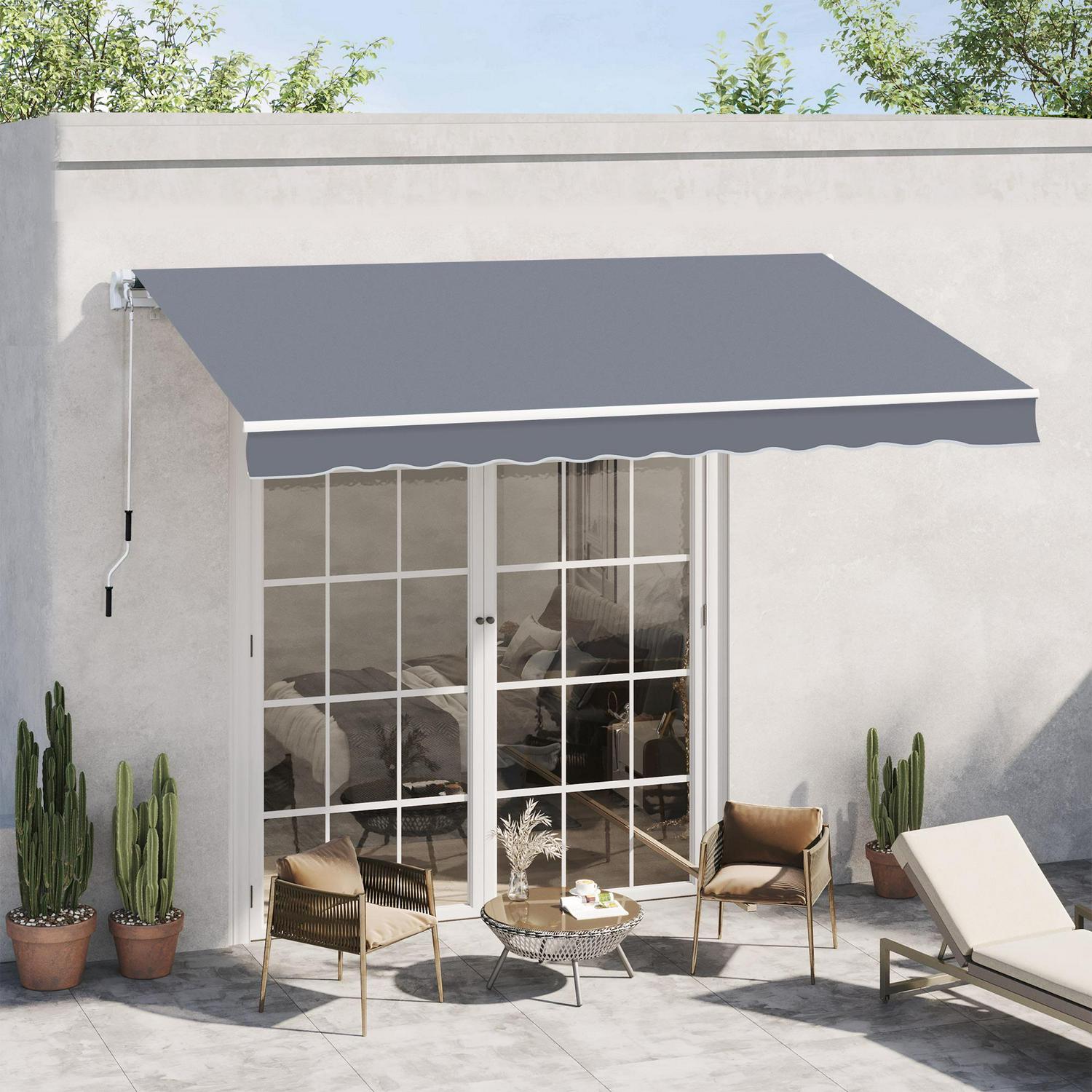 4 X3m Manual Retractable Awning, Size -Grey