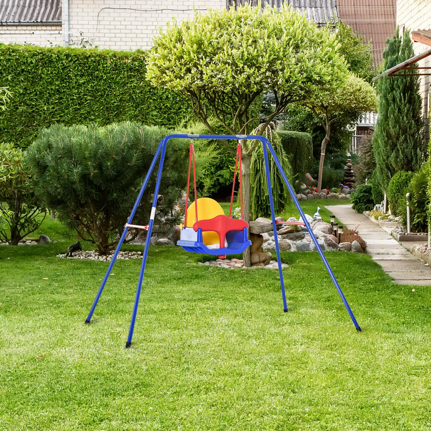 Metal Kids Swing Set With Baby Seat Safety