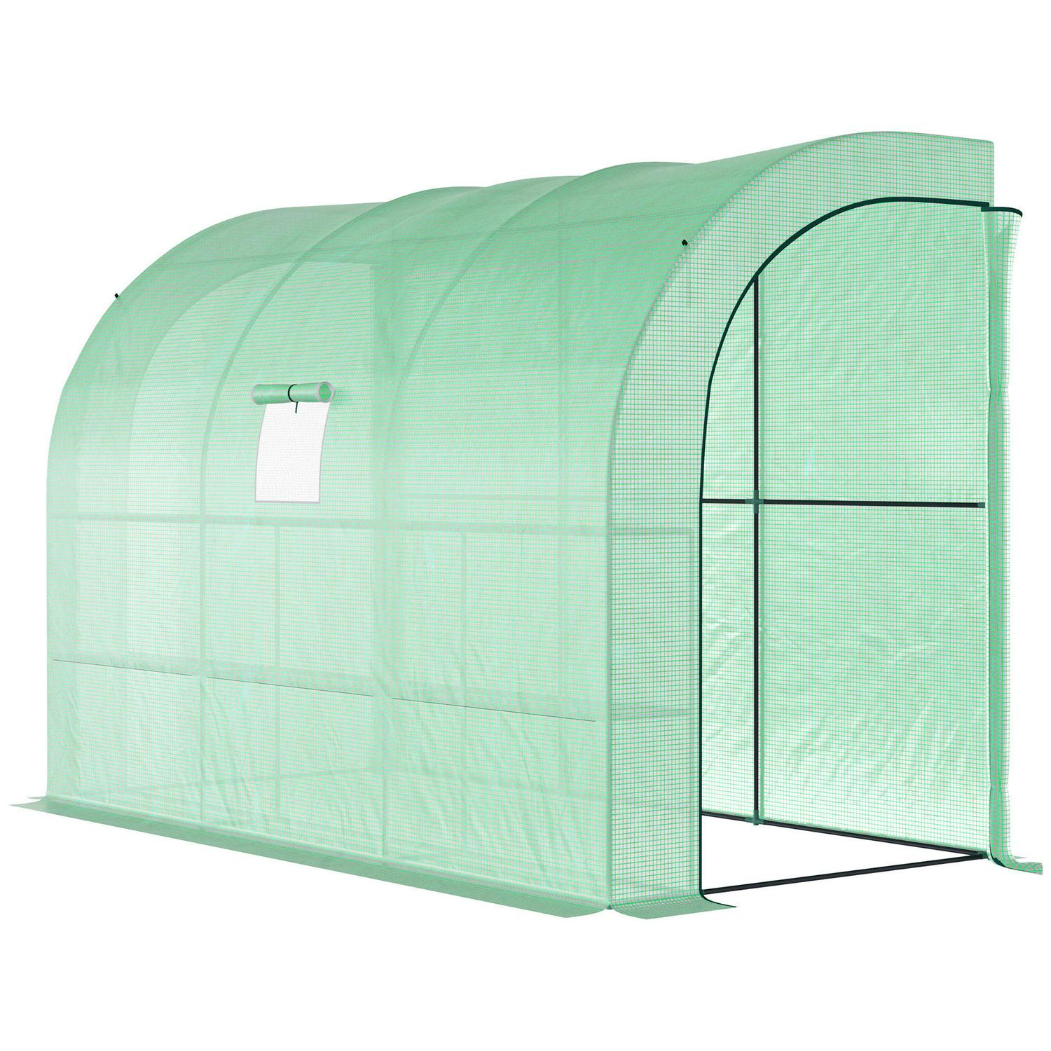 Outdoor Garden Greenhouse Backyard Nursery W/ Windows, Zippered Doors, Green