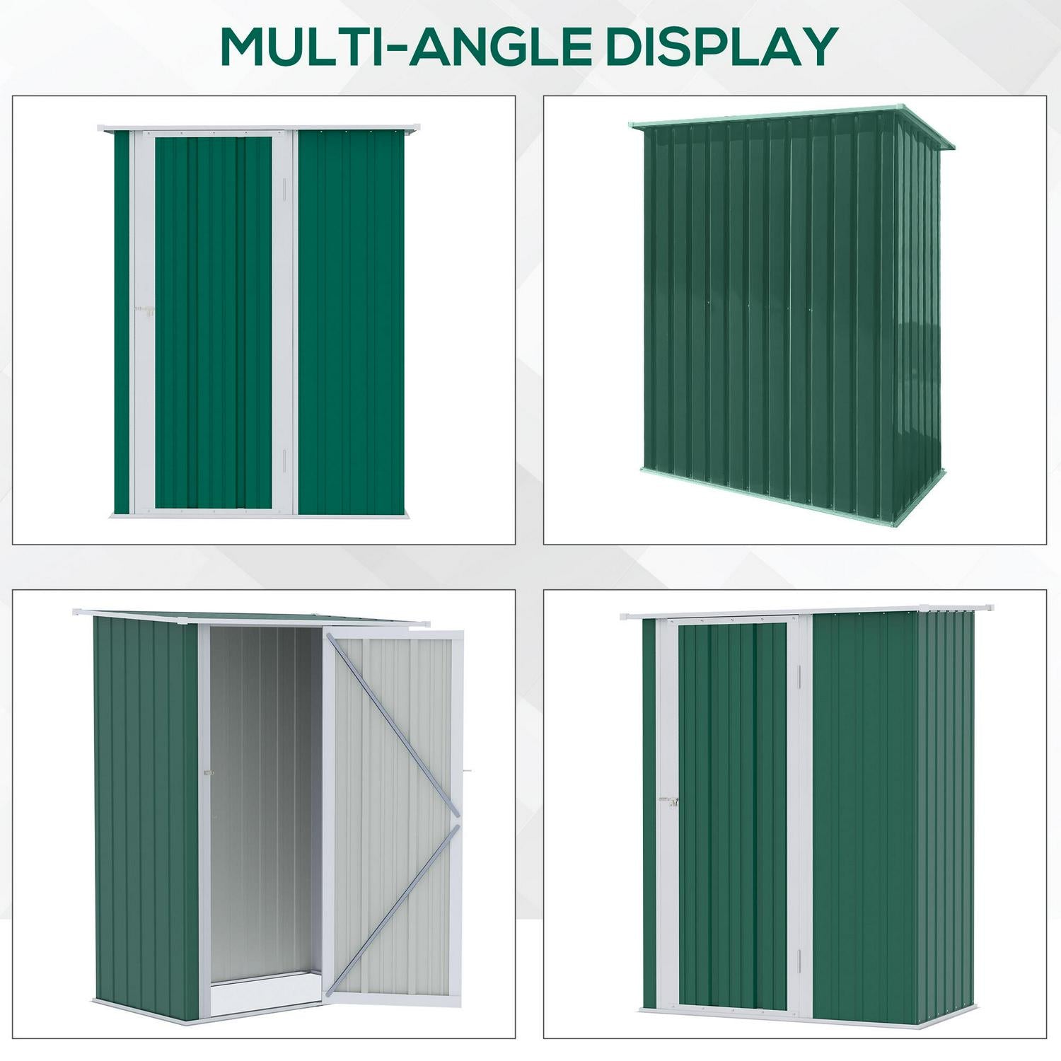 Outdoor Storage Shed Steel Garden W/ Lockable For Backyard Green