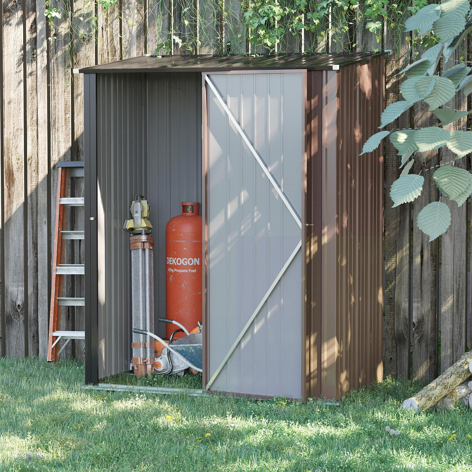 Outdoor Storage Shed Steel Garden W/ Lockable For Backyard Patio Lawn