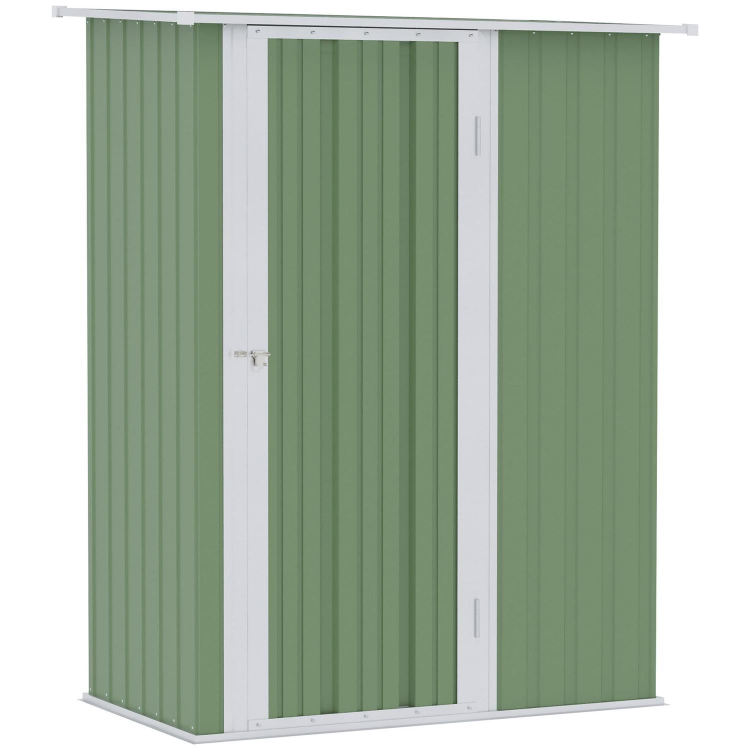 Outdoor Storage Shed Steel Garden W/ Lockable For Backyard Light Green