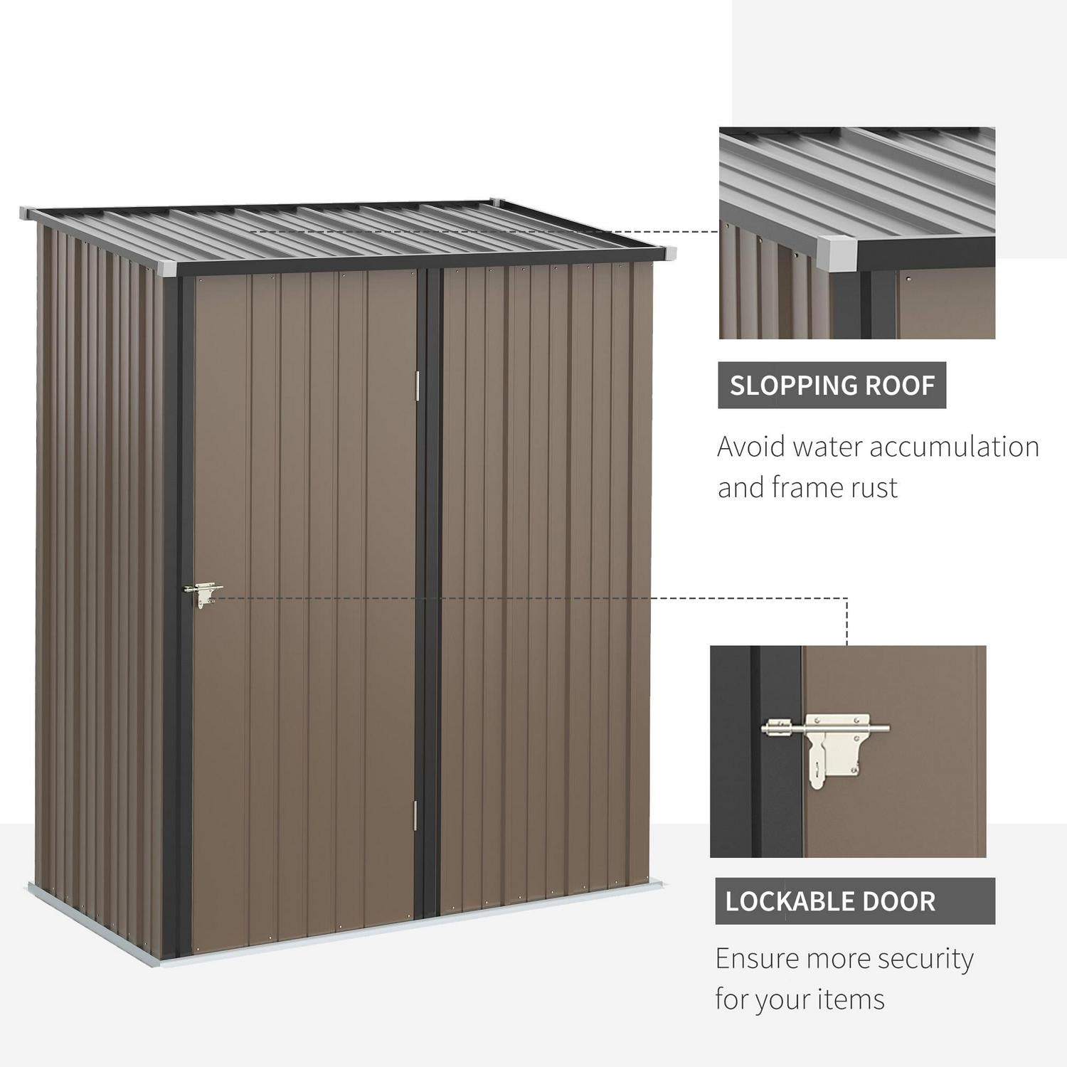 Outdoor Storage Shed Steel Garden W/ Lockable For Backyard Patio Lawn