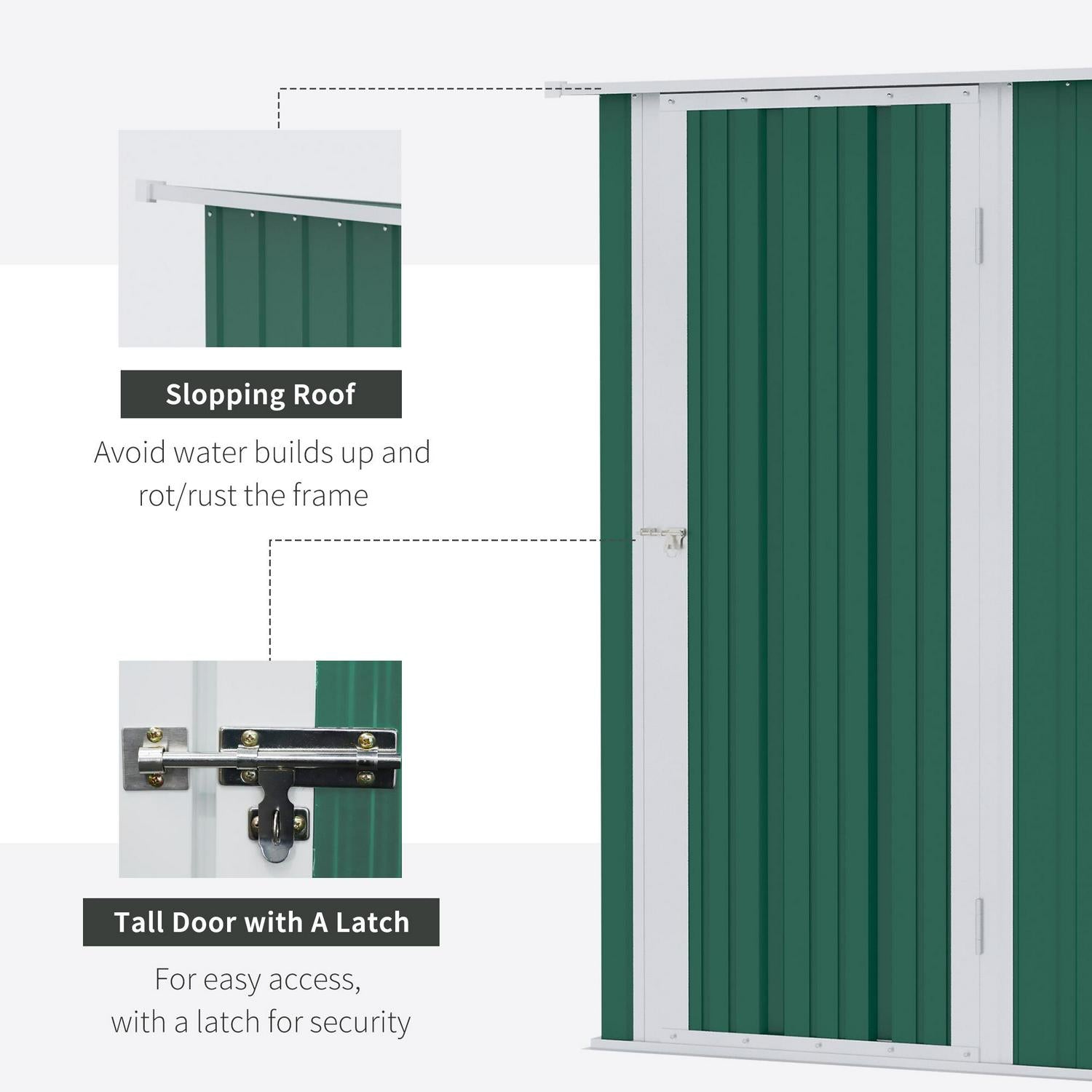 Outdoor Storage Shed Steel Garden W/ Lockable For Backyard Green