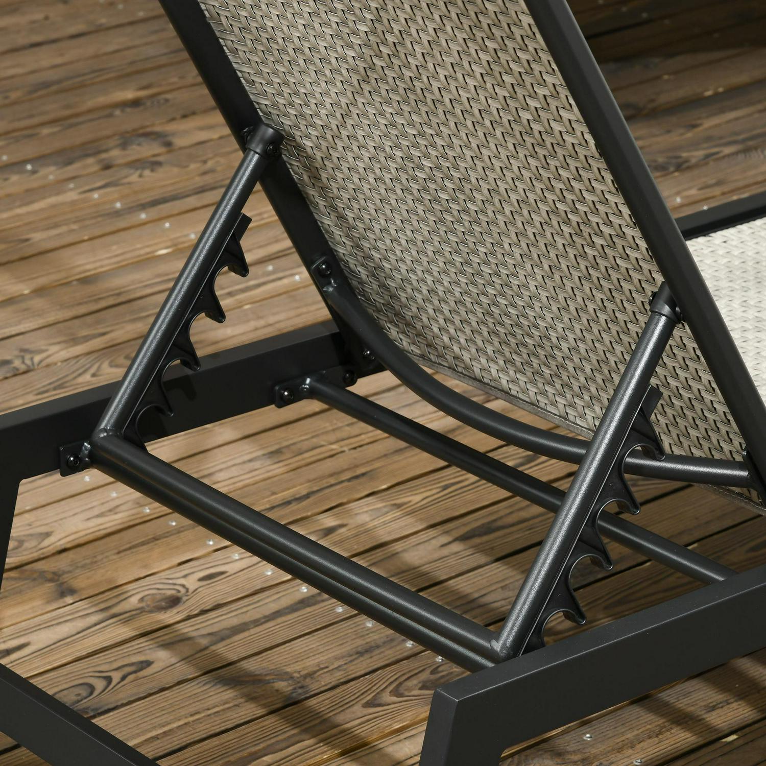 PE Rattan Loungers, Patio Wicker Chaise Chair With 5-Position Backrest, Wheels For Room, Garden, Poolside, Black