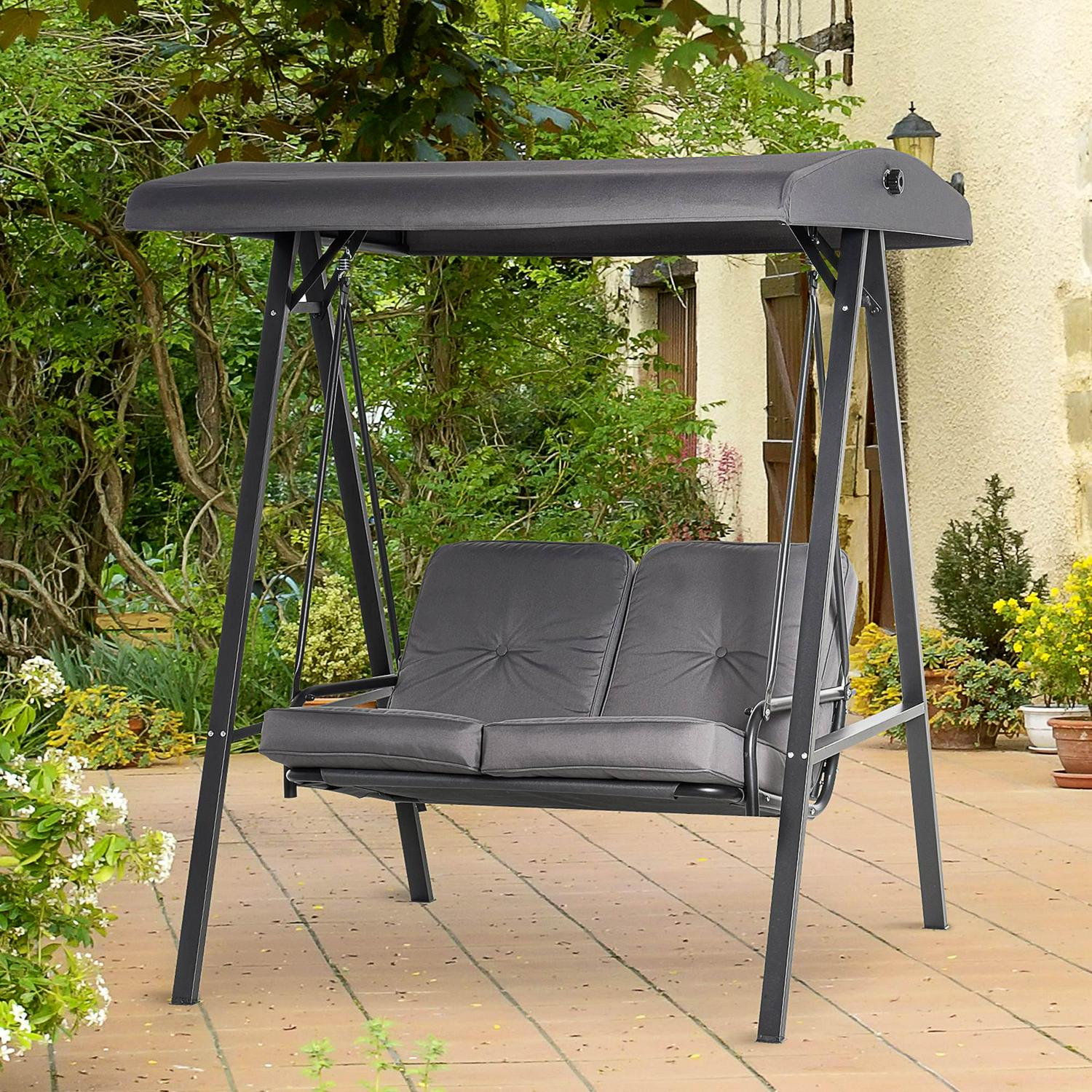 Patio Swing Chair 2 Seater Swinging Hammock Outdoor Cushioned Bench Seat