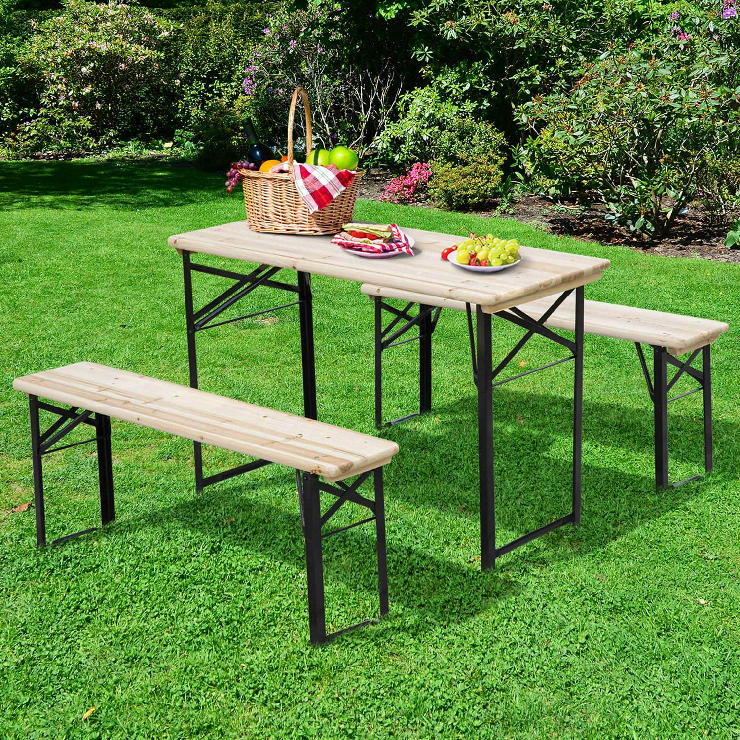 Picnic Wooden Table And Bench Set