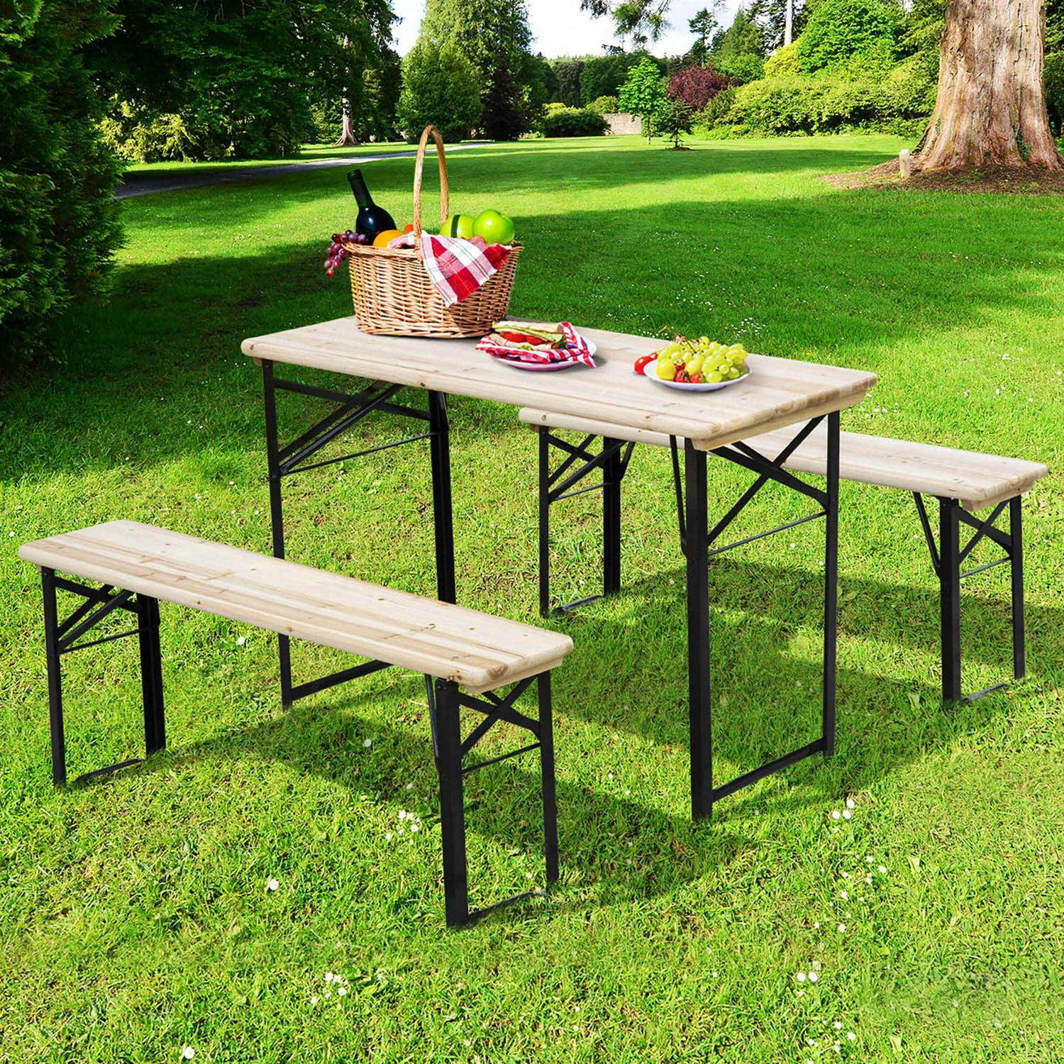 Picnic Wooden Table And Bench Set