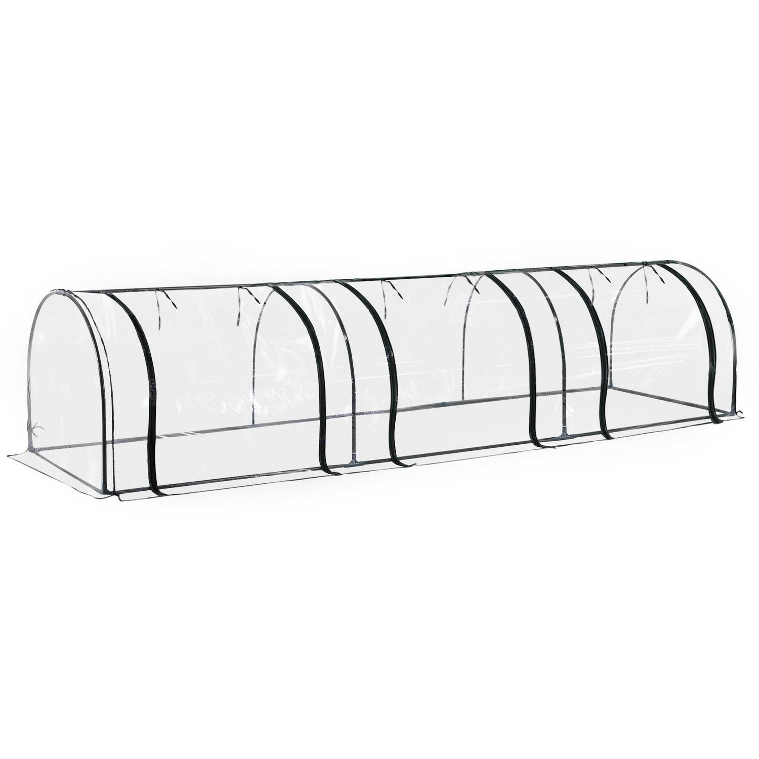 Portable Steel Frame Mini Greenhouse, 350Lx100Wx80Hcm-Dark Green/Transparent