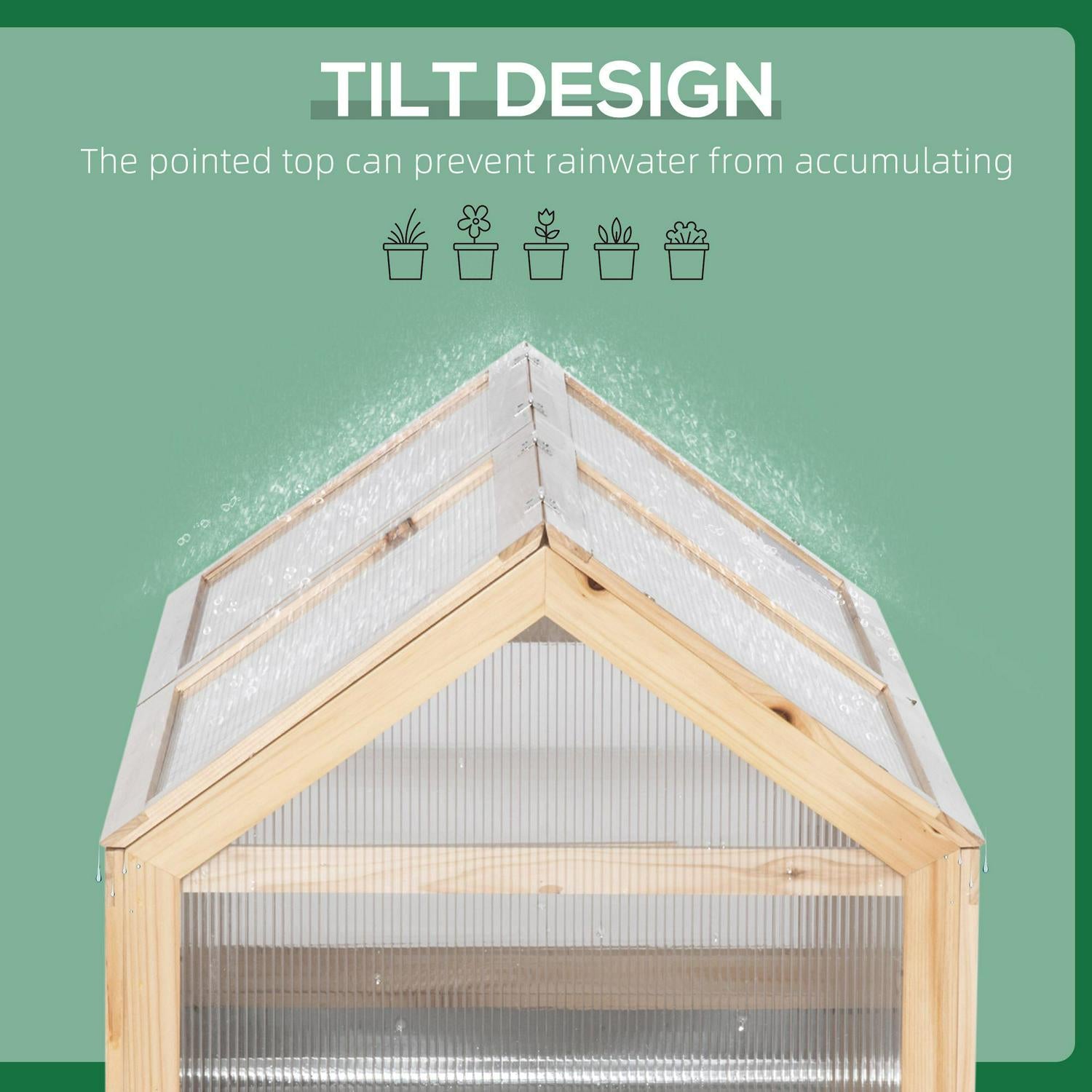 Raised Garden Bed Kit With Greenhouse Wooden Cold Frame Planter Natural