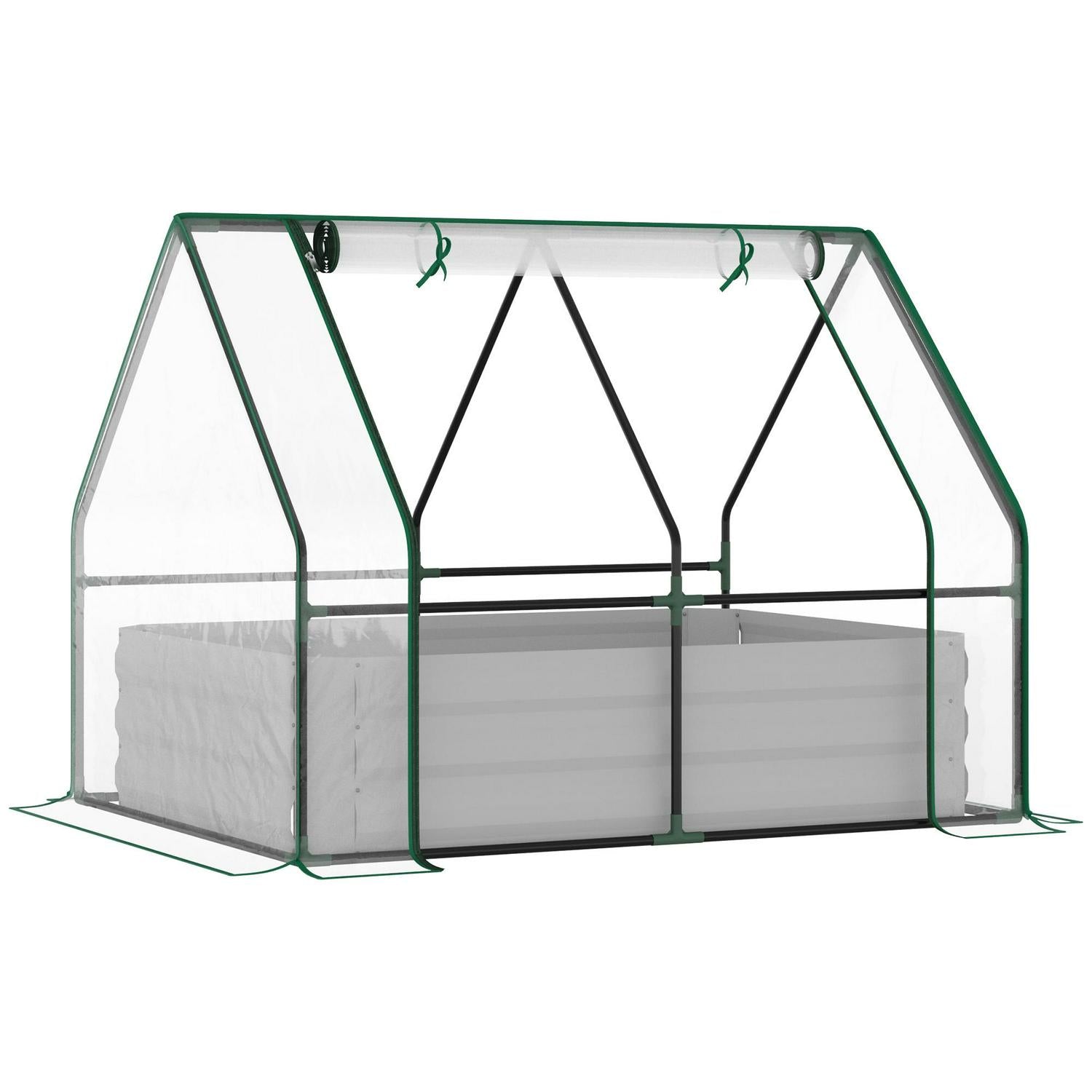 Steel Raised Garden Planter Box Kit With Greenhouse, For Dual Clear