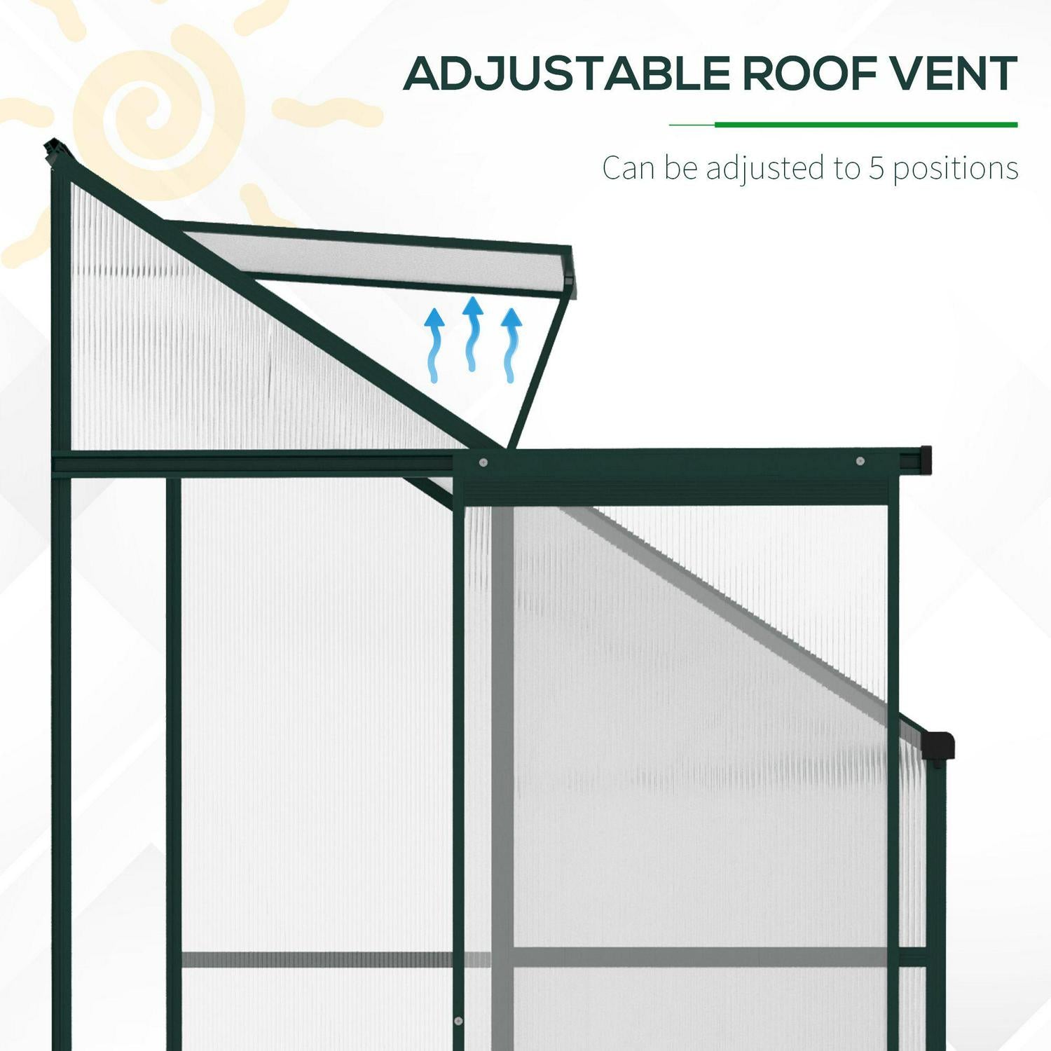 Walk-In Garden Greenhouse Heavy Duty Aluminum Frame Polycarbonate W/ Roof Vent