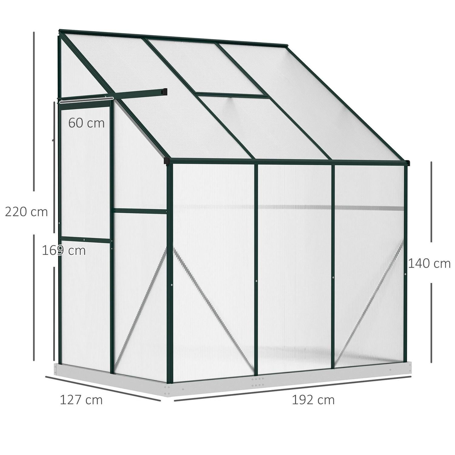 Walk-In Garden Greenhouse Heavy Duty Aluminum Frame Polycarbonate W/ Roof Vent