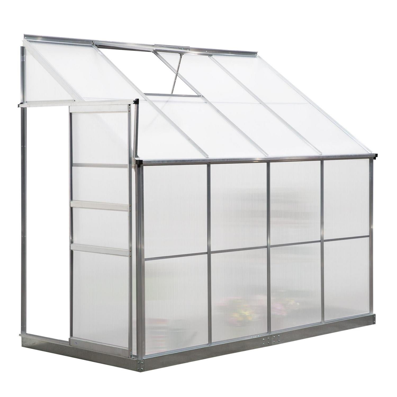 Walk-In Garden Greenhouse Aluminum Frame Polycarbonate W/ Roof Vent