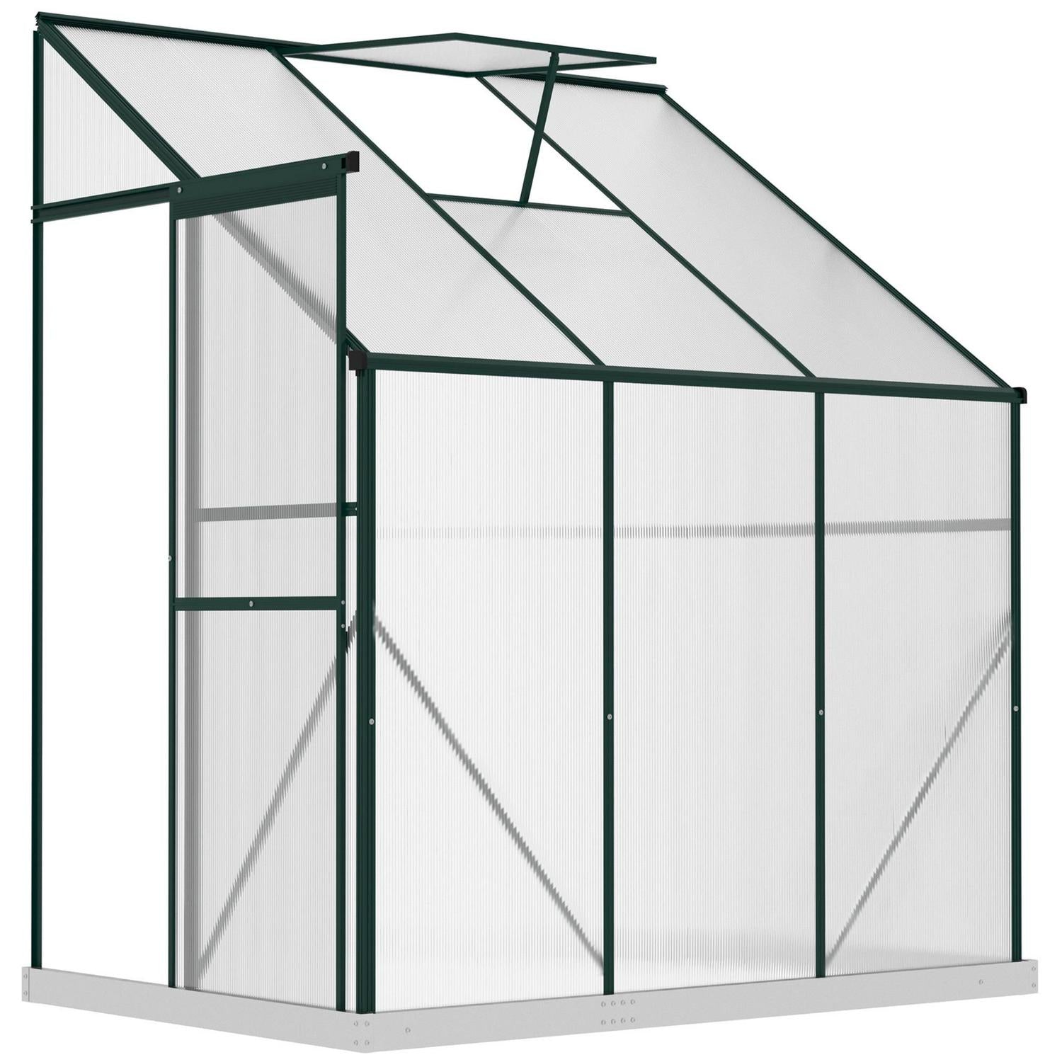 Walk-In Garden Greenhouse Heavy Duty Aluminum Frame Polycarbonate W/ Roof Vent