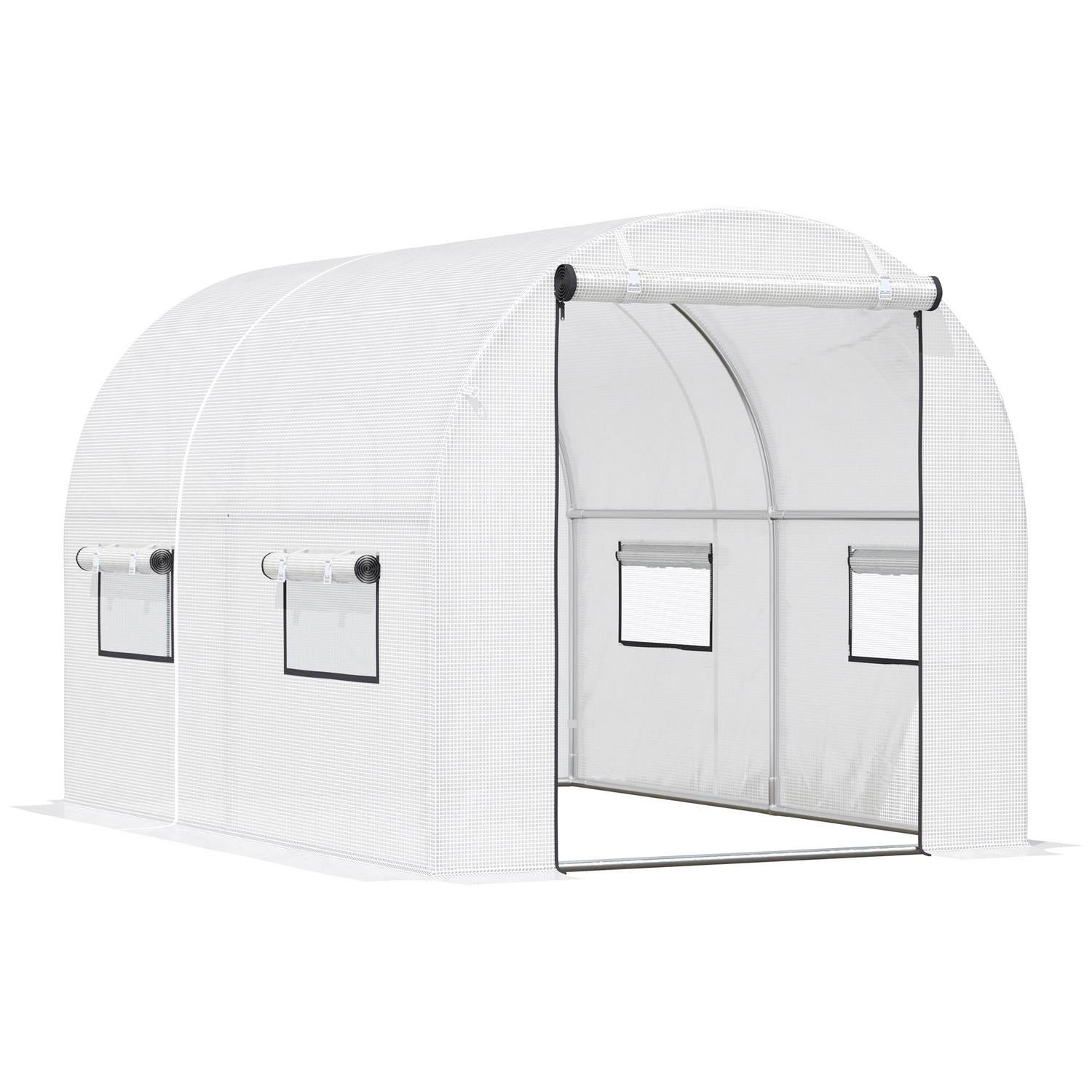 Walk-in Polytunnel Lage Greenhouse PE Cover With Roll-Up Doors And Windows