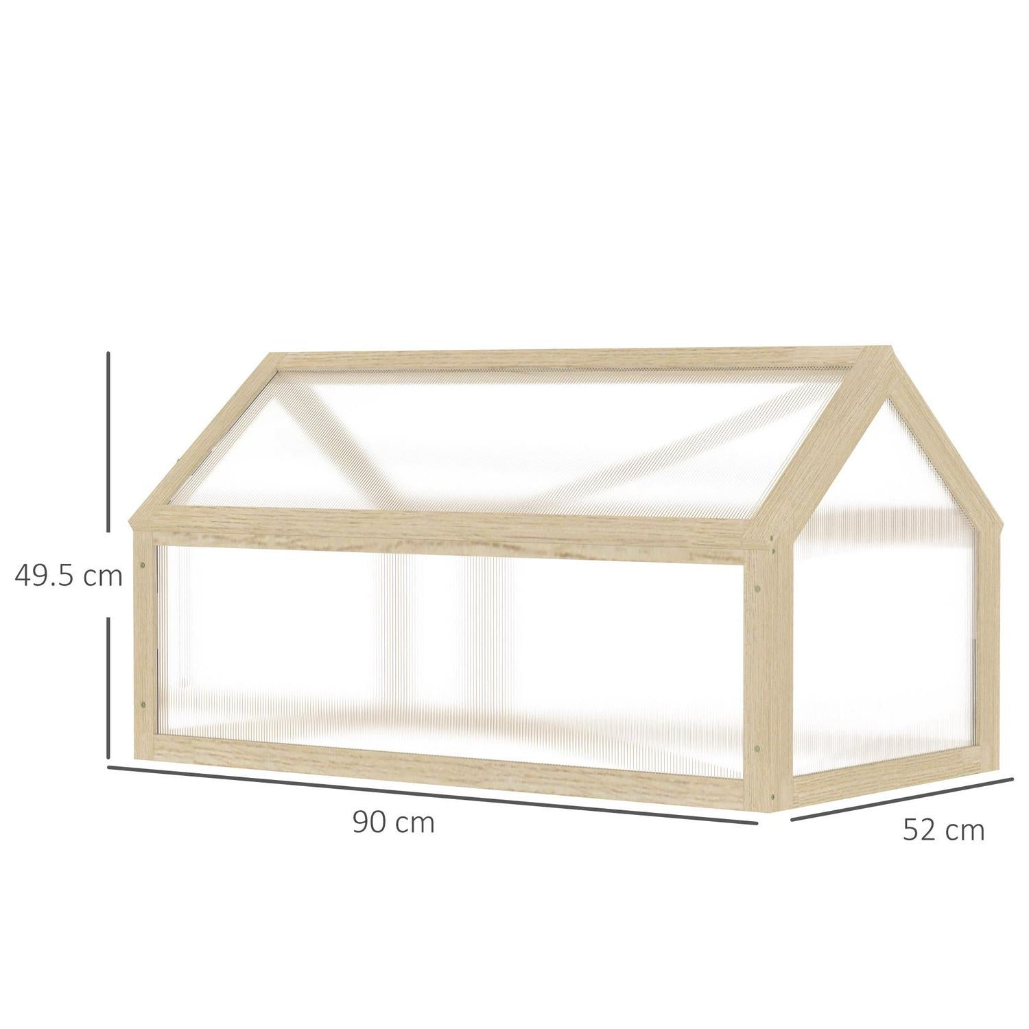 Wood Cold Frame Greenhouse Garden Polycarbonate Grow For Plants, Natural