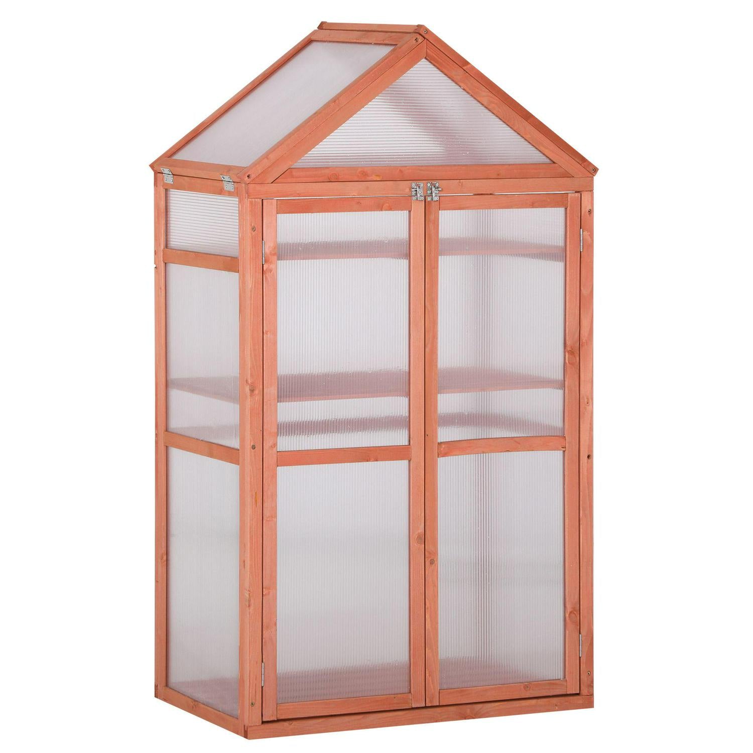 Wooden Cold Frame Greenhouse For Plants PC Board Outdoor 80 X 47 X 138cm Orange