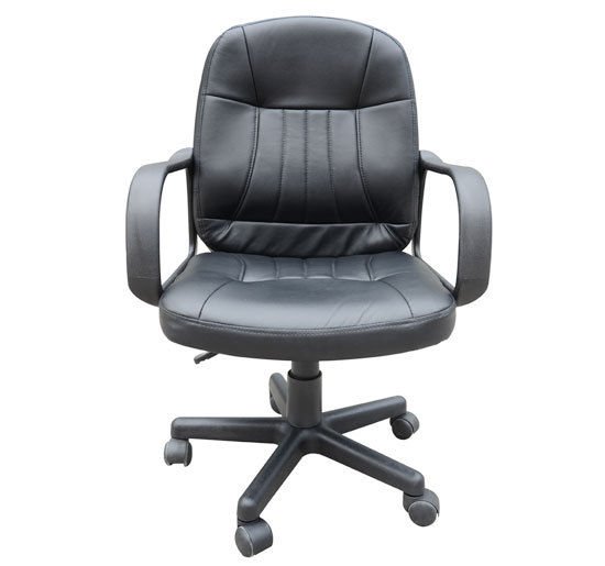 PU Leather 360 Degrees Swivel Home Office Chair With Armrest - Black
