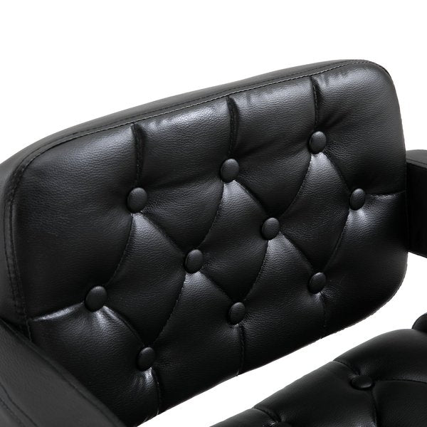 PU Leather Kitchen Bar Stools Swivel Chairs W/ Chrome Metal Base - Black