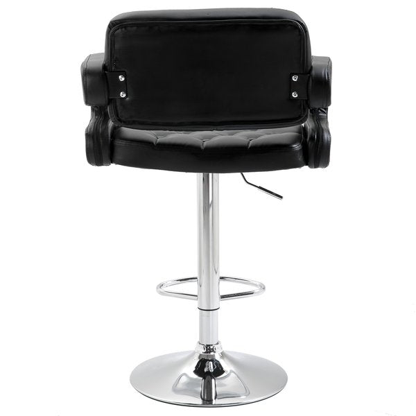 PU Leather Kitchen Bar Stools Swivel Chairs W/ Chrome Metal Base - Black
