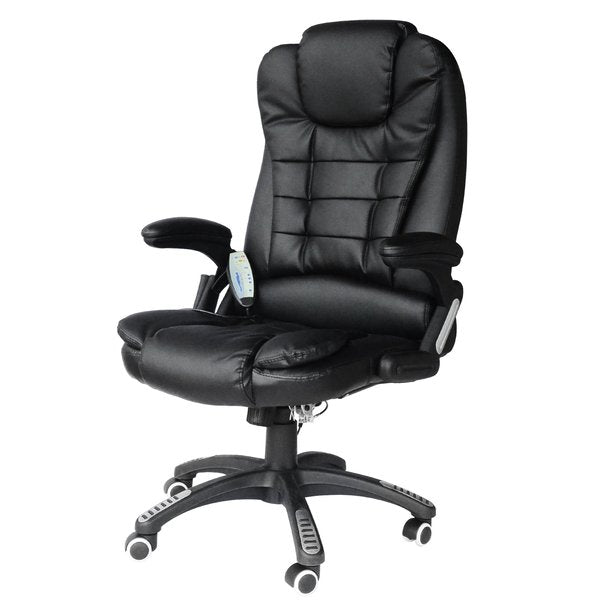 PU Leather Office Chair W/Massage Function, High Back - Black
