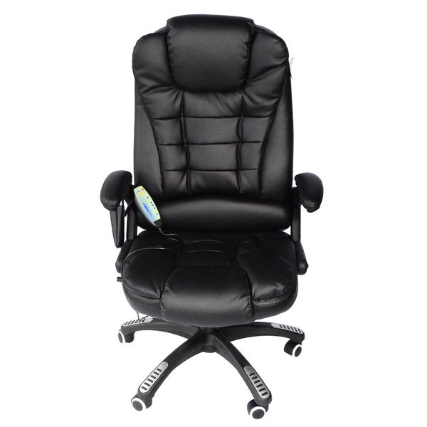 PU Leather Office Chair W/Massage Function, High Back - Black