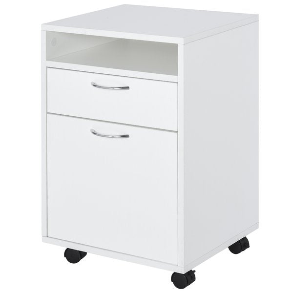 Particle Board 3-Tier Rolling Office Home Storage Cabinet - White