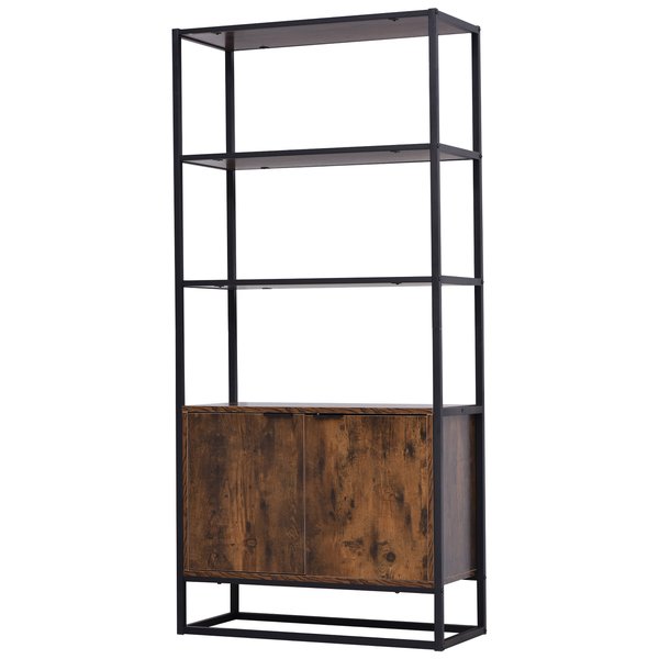 Particle Board 4-Tier Display Cabinet Oak/Black