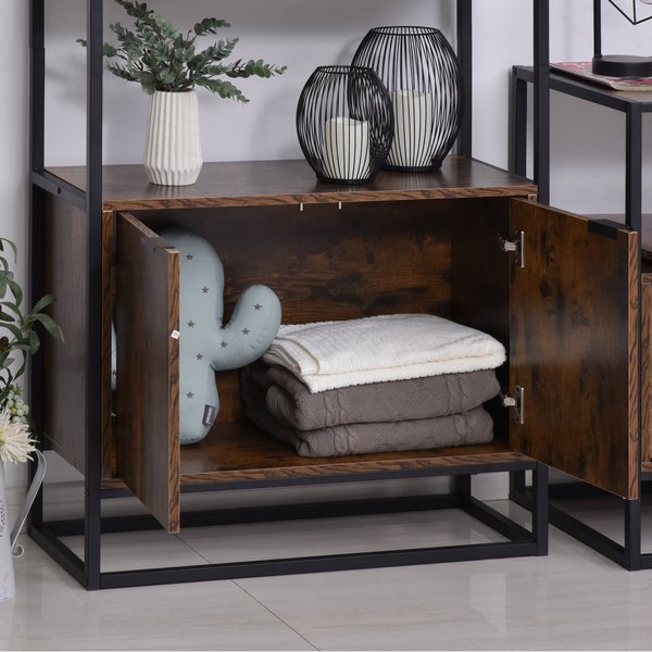 Particle Board 4-Tier Display Cabinet Oak/Black