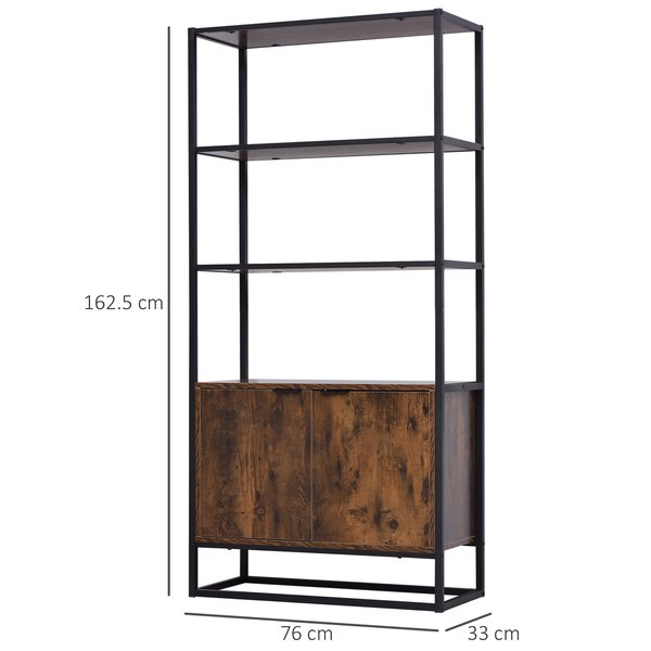 Particle Board 4-Tier Display Cabinet Oak/Black