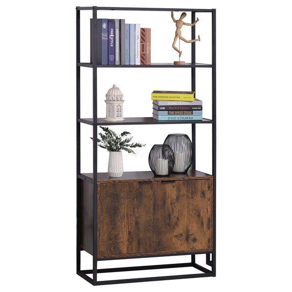 Particle Board 4-Tier Display Cabinet Oak/Black