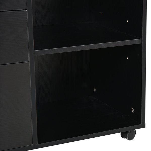 Particle Board Rolling Storage Cabinet - Black