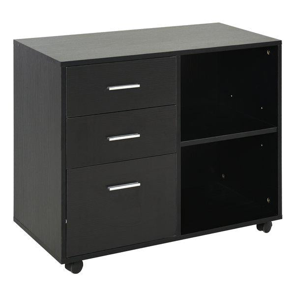 Particle Board Rolling Storage Cabinet - Black