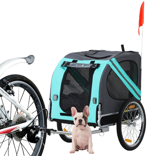 Pet Bicycle Trailer Dog Cat Bike Carrier Water Resistant For Outdoor- Green