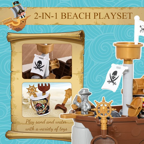 26 PCS Beach Pirate Ship Sand Water Table Toy Playset