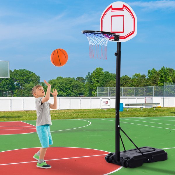 Portable Basketball Stand Net Hoop W/ Wheels - Black/White