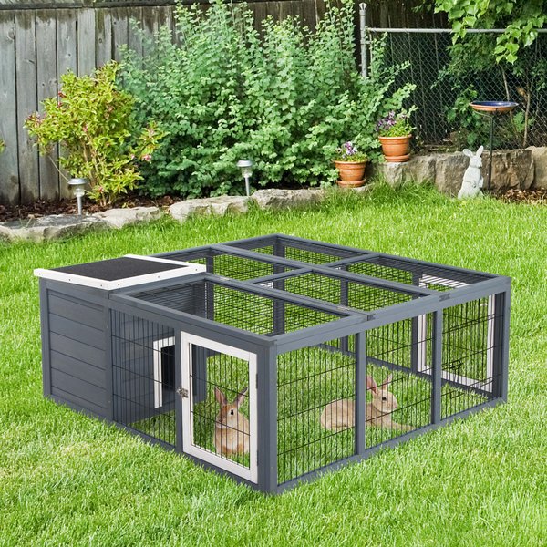 Rabbit Hutch Small Animal Guinea Pig House With Openable Main And Run Roof
