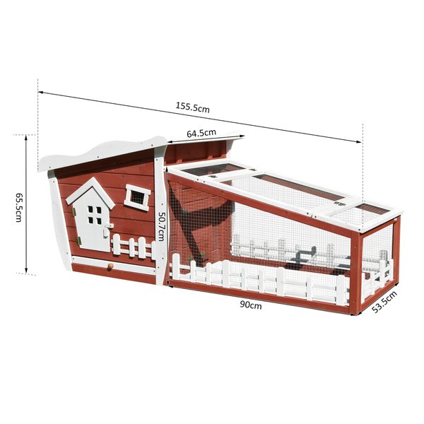 Rabbits Outdoor Fir Wood Hutch W/ Ramp - Brown