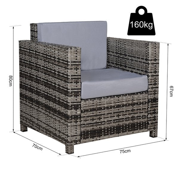 Rattan Outdoor Single Sofa Armchair - Grey