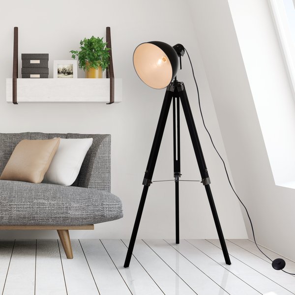 Retro Tripod Floor Lamp - Black/White