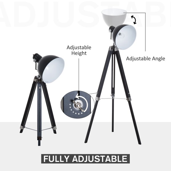 Retro Tripod Floor Lamp - Black/White