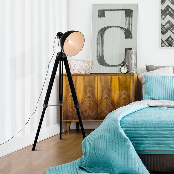 Retro Tripod Floor Lamp - Black/White